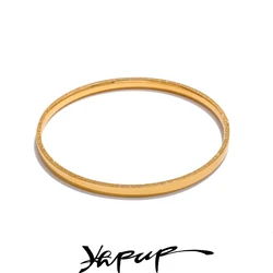 Yhpup 58mm Waterproof Stainless Steel Metal Round Shape Bangle With Gold Color Powder on the Bracelet Side Edge Jewelry Women