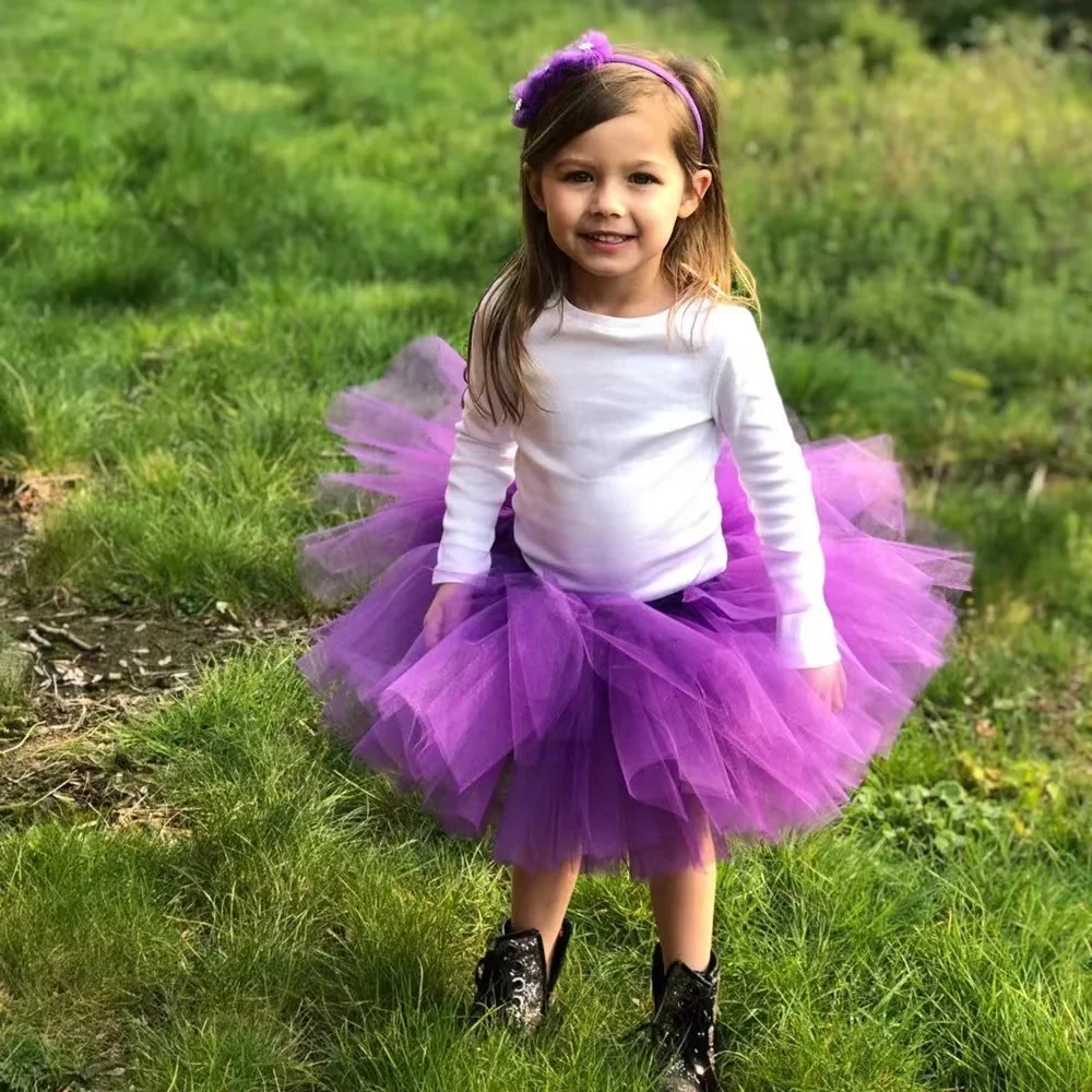 Solid Purple Tutu Skirt Outfit for Baby Girls Birthday Party Tutus Halloween Costumes for Kids Toddler Photo Shoot Tulle Skirts