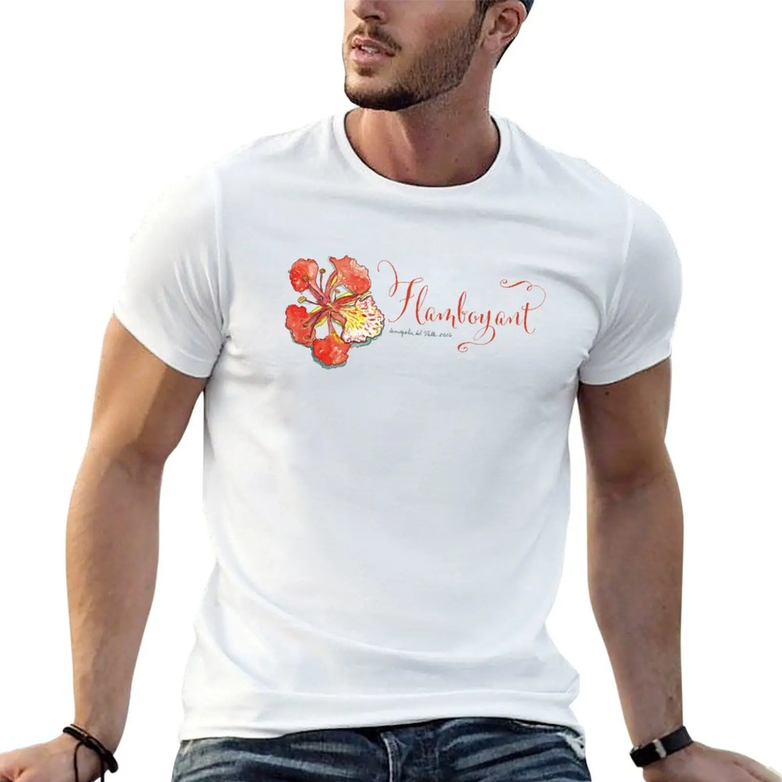 Flamboyant flower Puerto Rico - horizontal layout T-Shirt customs blanks men t shirts high quality