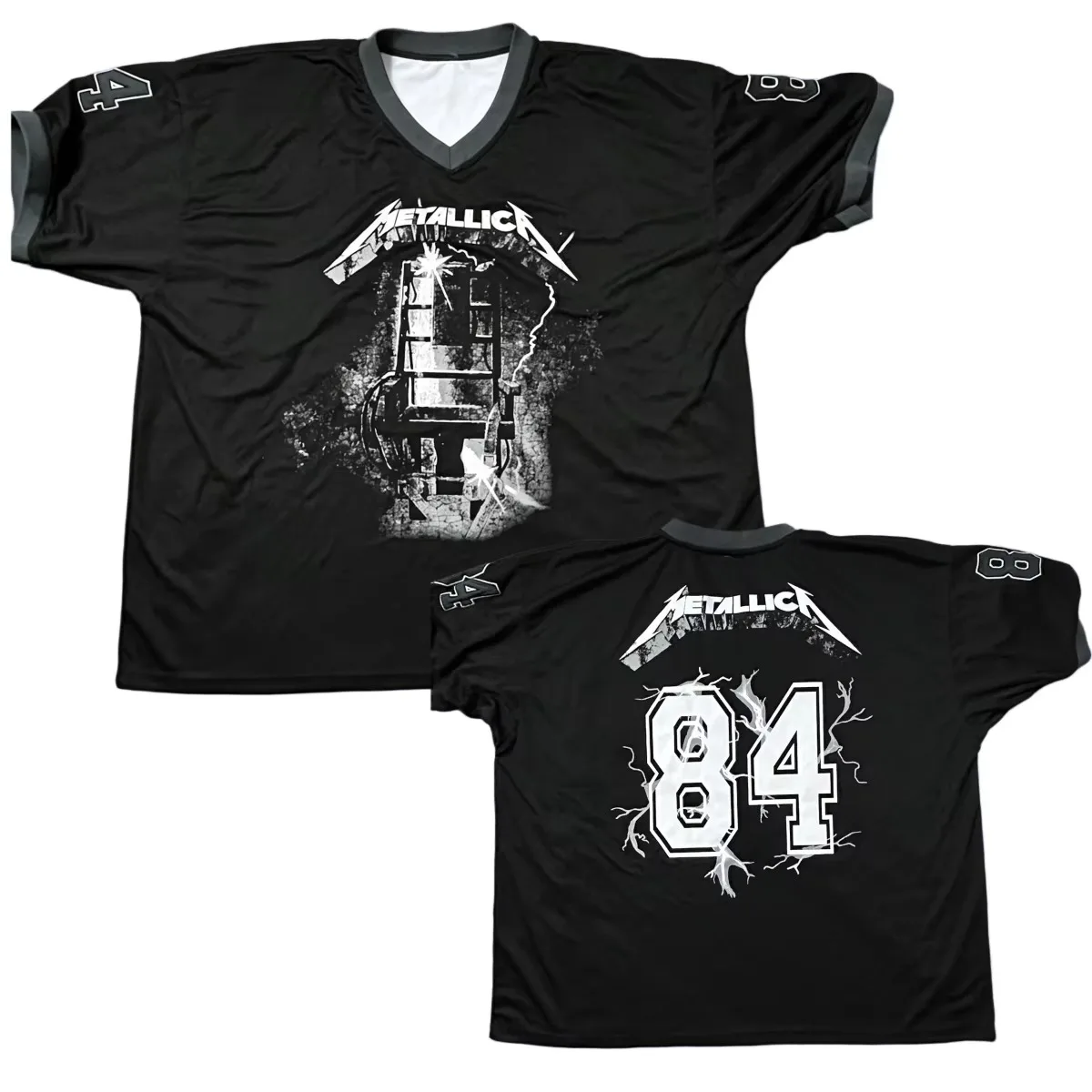 Metallica 1984 Retro Football Jersey 3D T-shirt Rock Band Casual Fashion T-shirt Suitable for Both Adults and Children