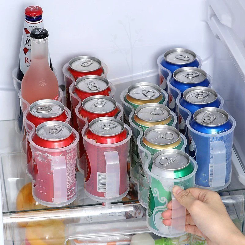 

Double Layer Rolling Beverage Organizer for Refrigerator, Efficient Can Storage Solution for Beer and Soda Kitchen Essential