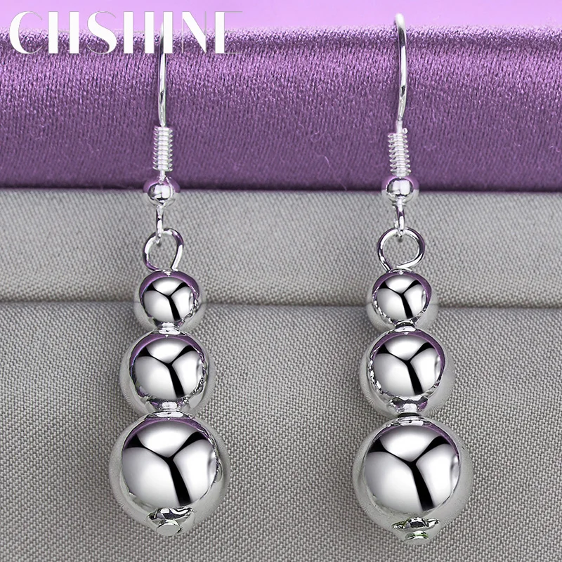 

CHSHINE 925 Sterling Silver Three Ball Earrings For Women's Wedding Party Charm Fashion Eardrop Jewelry