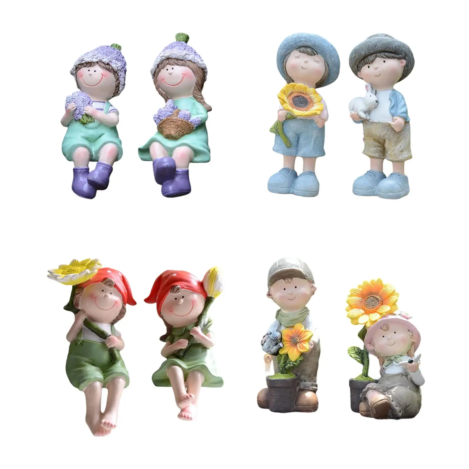 

Boy and Girl Garden Statue Housewarming Gift Crafts Desktop Ornament Resin Garden Statue for Patio Yard Balcony Tabletop Indoor