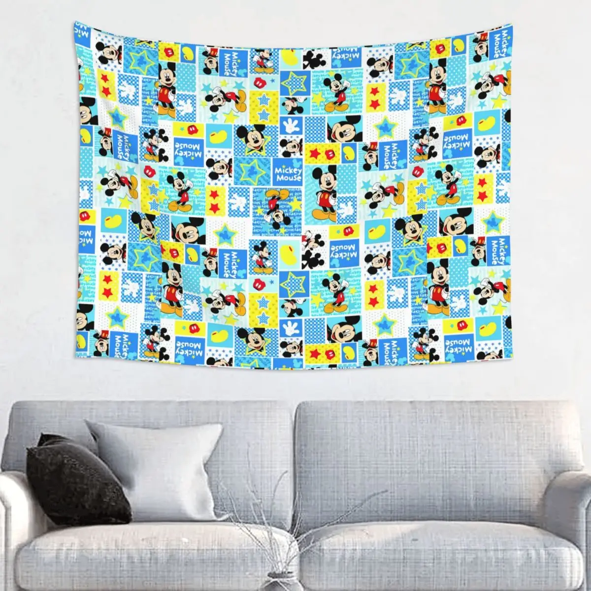 Custom Mickey Mouse Collage Cartoon Tapestry Wall Hanging for Living Room Hippie Tapestries Room Decor