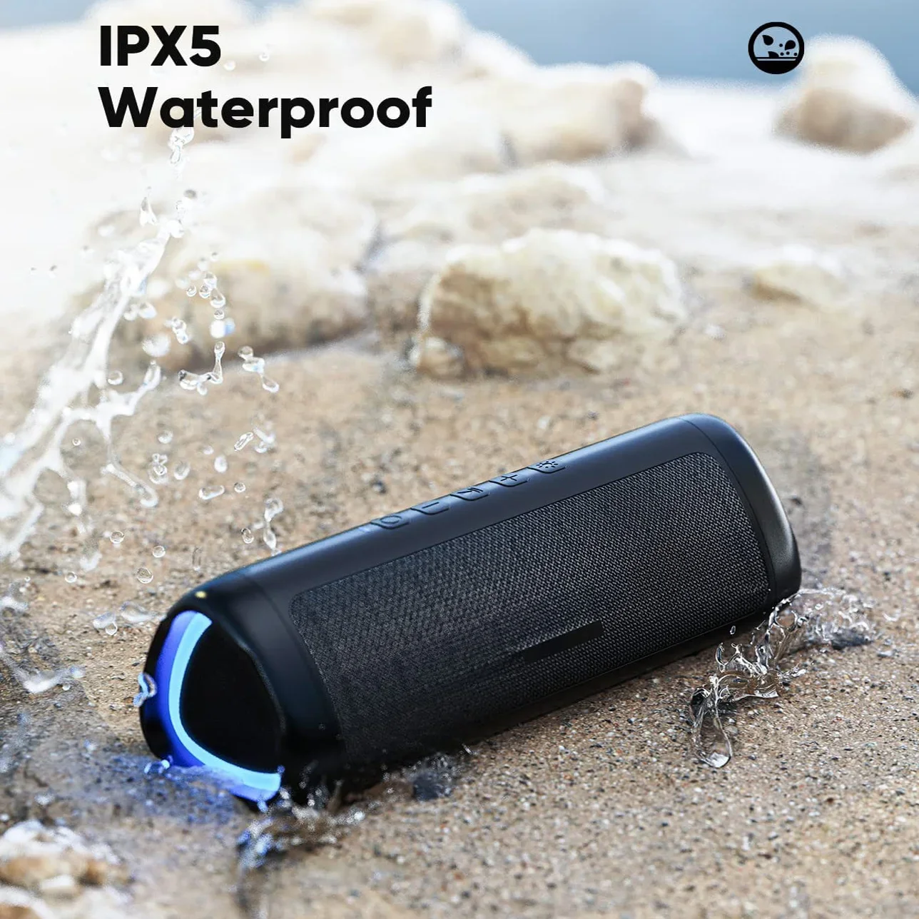 Portable BT Speaker, IPX5 Waterproof Speaker with HD Sound, Up to 24H Playtime, TWS Pairing BT5.3, Portable Wireless Speaker