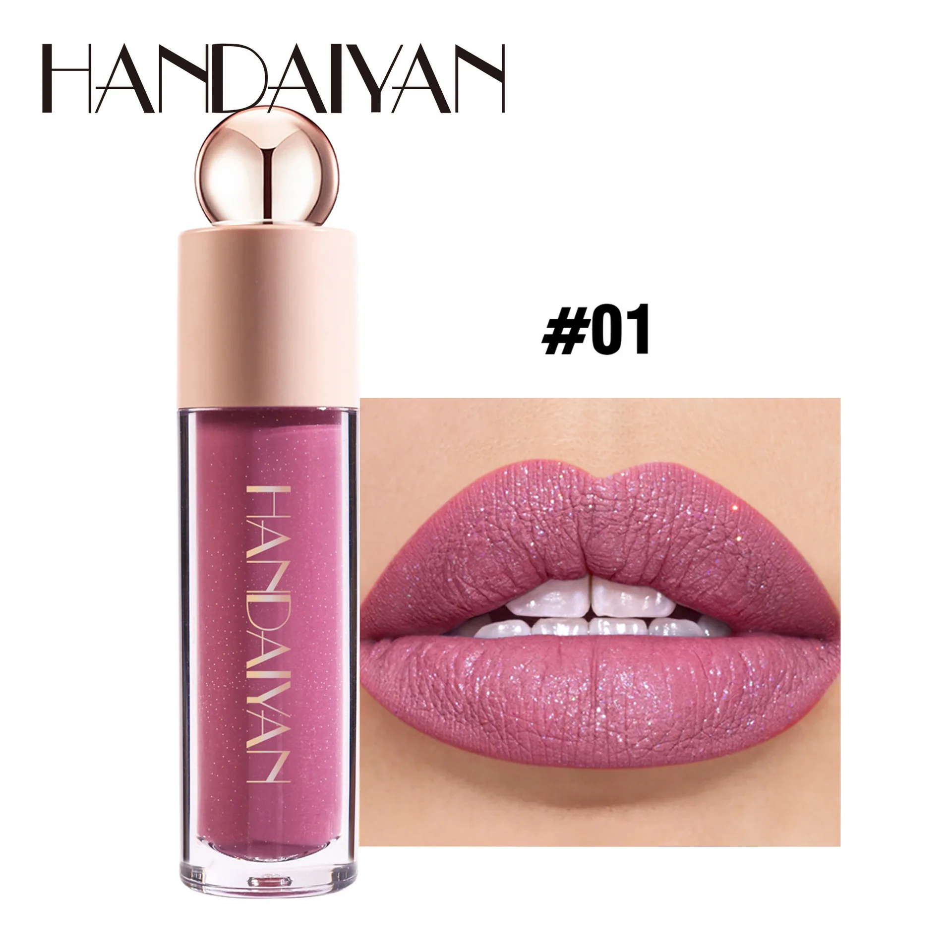 Handaiyan Matte glitter Waterproof Shimmer Lip Gloss Sexy Lipgloss Pigments Makeup Long Lasting Tinted Lip Glaze