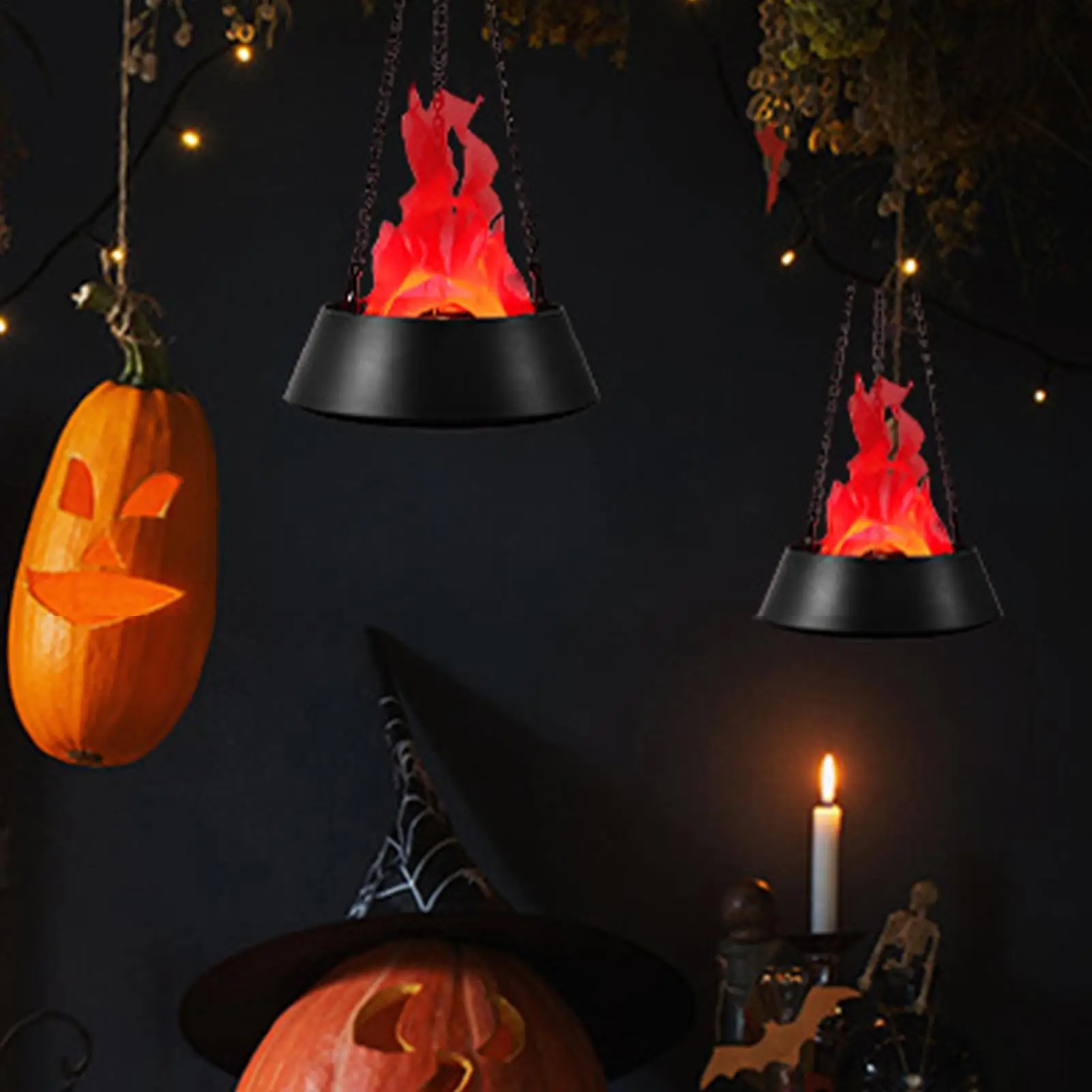 LED Flame Lamp Halloween Fire Effect Lamp AC110-240V Artificial LED Flame Effect Lantern For Garden Haunted House Party