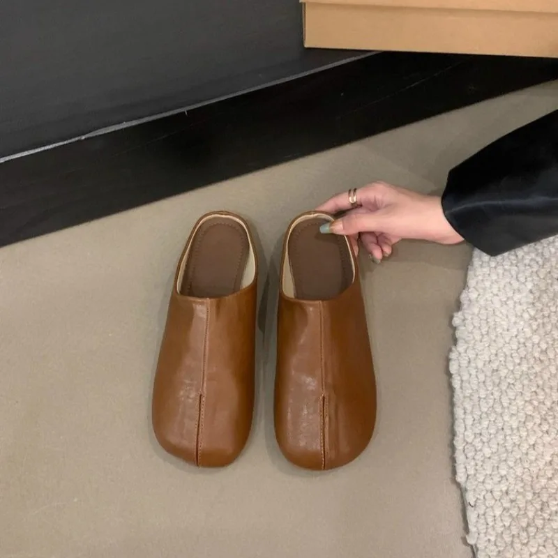 موضة جديدة تابي نينجا الشقق الجلود سبليت تو حذاء مسطح امرأة مريحة المتسكعون الإناث عادية منخفضة الكعب السيدات مولر الأحذية #2