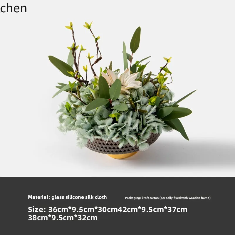 YFY Fashion  Flower Set Flower Pot Fake Flowers Overall Floral Art Living Room Dining Table Flowers  Model Room Decorations