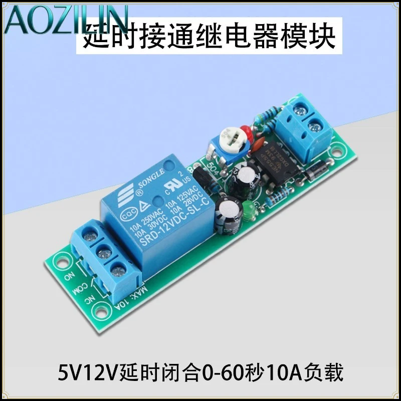 AOZILIN DC5V 12V Power on Delay Off Relay Module 0-60s Adjustable Monostable Timer Delay Control Switch Board