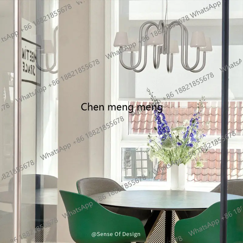 Danish living room chandelier designer hollow light Nordic simple glass study bedroom chandelier