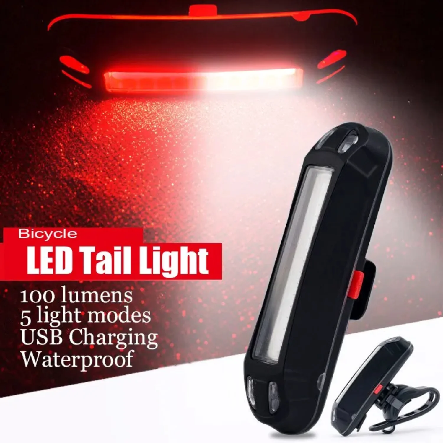 

Ultra Bright Bike Tail Light USB Rechargeable Bicycle Rear Lamp Road MTB Helmets Easy to Install Safety