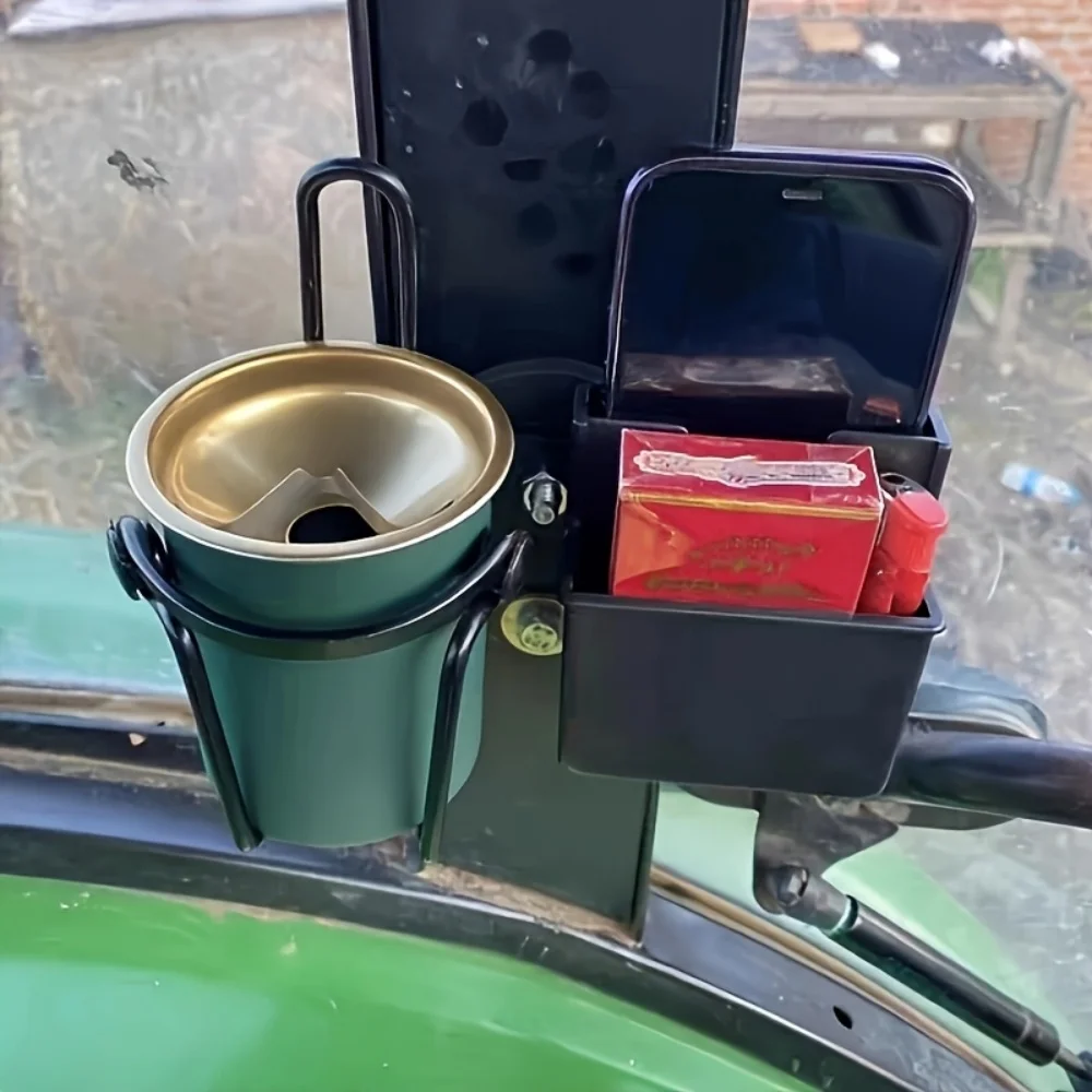 Multifunctional Magnetic Ashtray & Cup Holder For Farm Tractor Cab, 2 In 1 Strong Magnet Phone Organizer