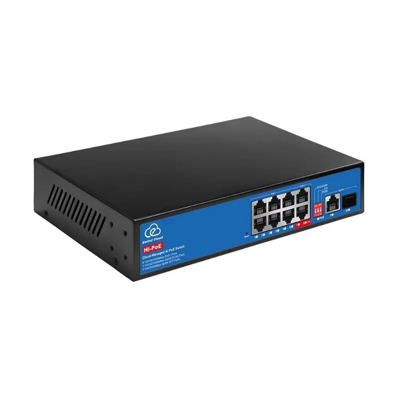 8 Port Cloud Managed PoE Switch with BT 90W Gigabit Port AI Extend 300m VLAN Watchdog ONVIF Remote APP for CCTV Network