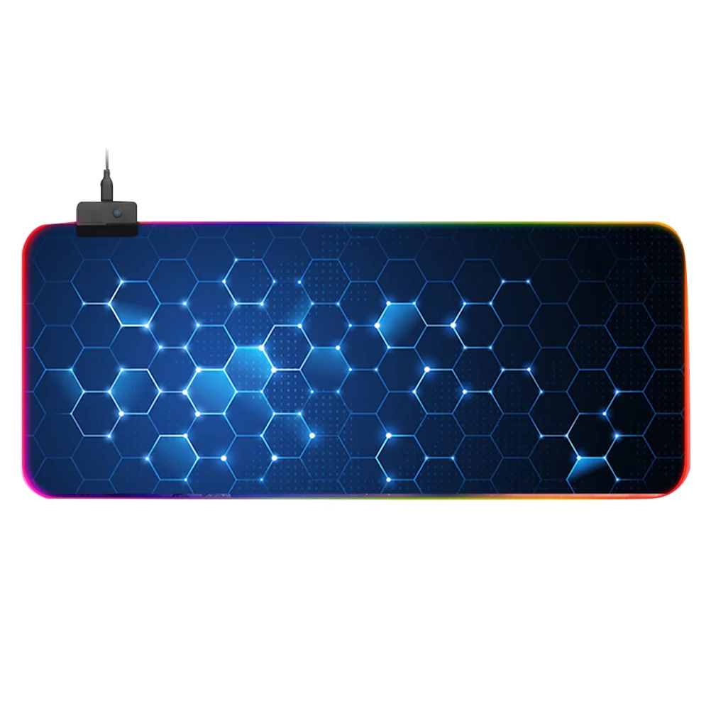 Luminous Rgb Mouse Pad Gaming Keyboard Mat with Lights Non-Slip Base Foldable Design for Desk Work Black
