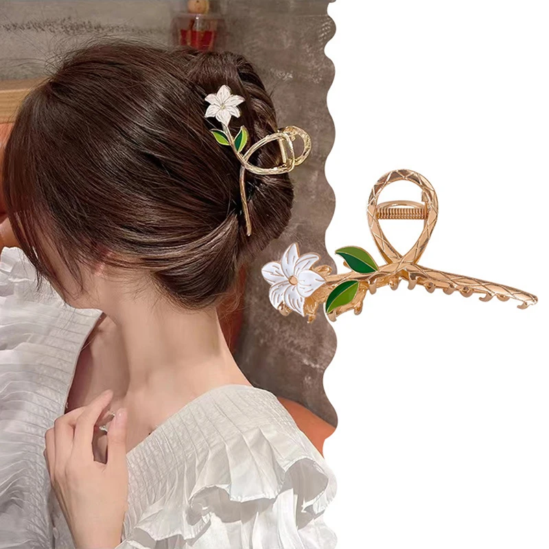 Metalen Haarklauw Elegante Haarspelden Gardenia Haarclips Barrette Krab Paardenstaart Clip Hoofddeksels Haaraccessoires