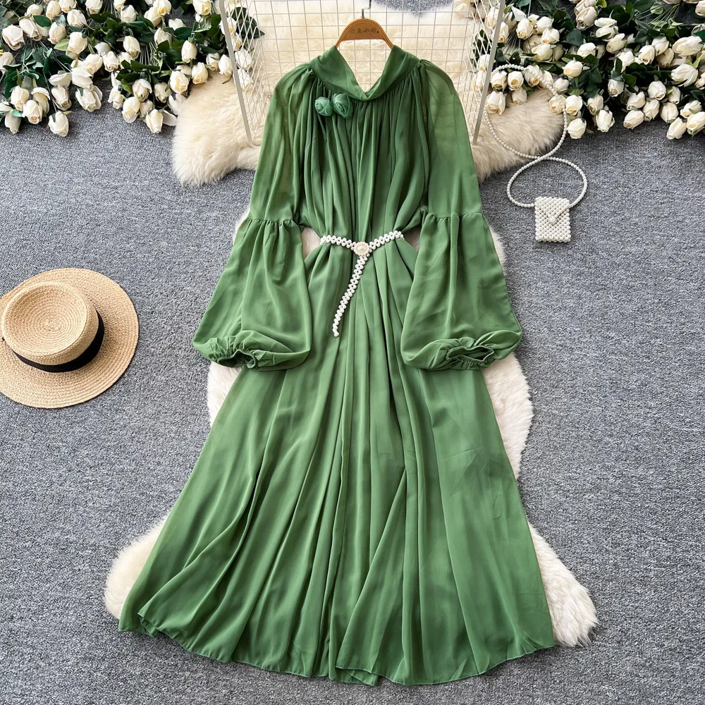

Women Dresses Long Dress A Line Vestidos Y2k Streetwear Lantern Sleeve Elegant Splice Party Night Work High Waist Casual 2026