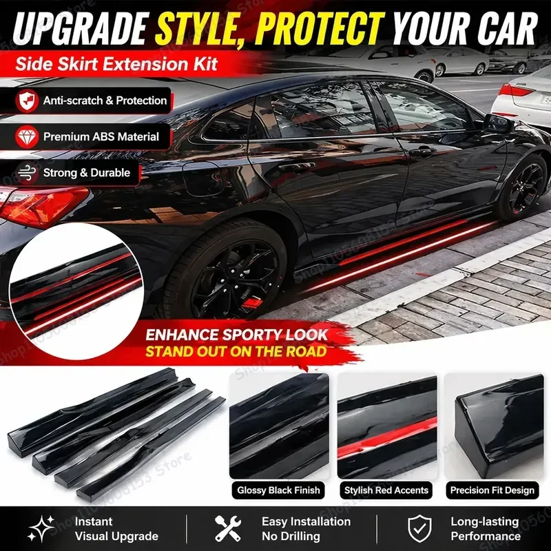 For Kia For Ford For VW GOLF For BMW Car Side Skirt Adjustable Bumper Lip Extension Rocker Panel Carbon Fiber Body Kit