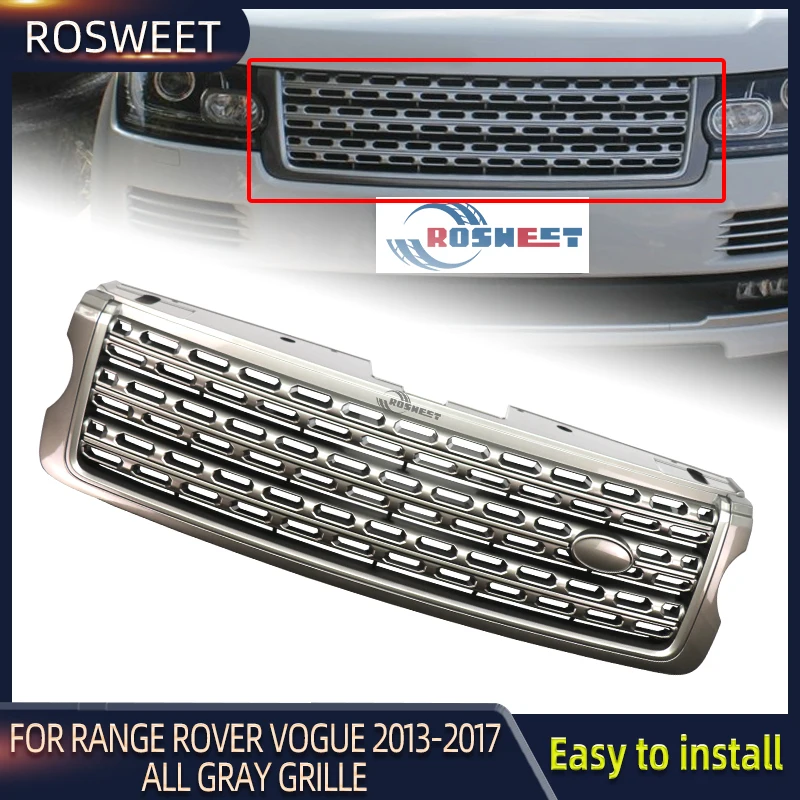 

All Gray Grille For Land Rover Range Rover Vogue 2013 2014 2015 2016 2017 L405 Car Radiator Mesh Grid Front Bumper Grill