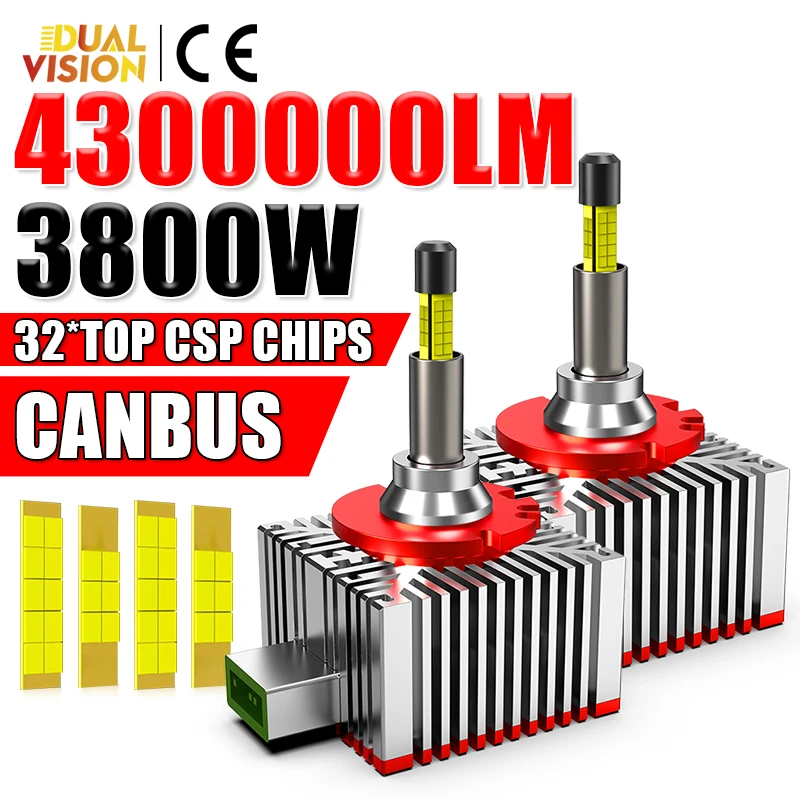 

3800W D3S Светодиодные фары 4300000LM Canbus HID D1S D3S D8S D1R D3R D Series 360 градусов CSP 1:1 Размер Автомобильный фонарь 6000K 12V Для линз