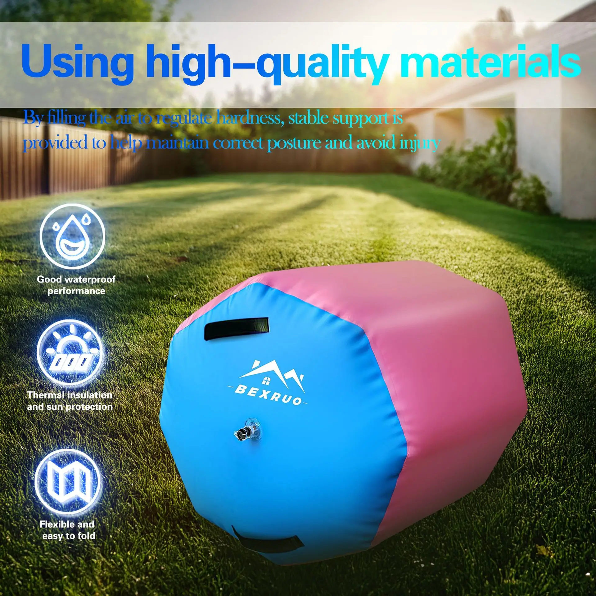 Gymnastics Roller, 80 * 100cm Inflatable Air Roller Gymnastics Barrel, with Air Pump, Octagon Tumbling Gymnastics Mat,