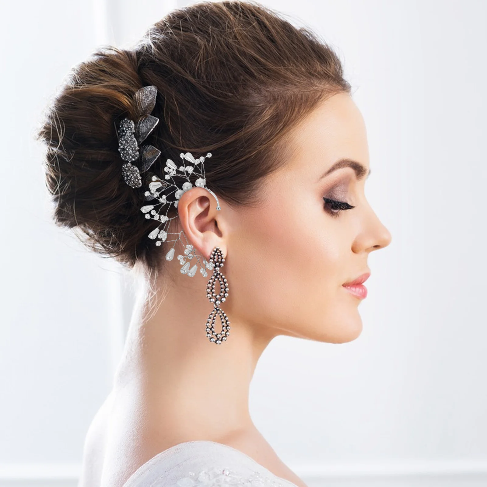 

1Pair Non Piercing Fairy Ear Cuffs Imitation Pearl Clip on Earrings Bridal Jewelry for Women Wedding Costume Earrings for Women