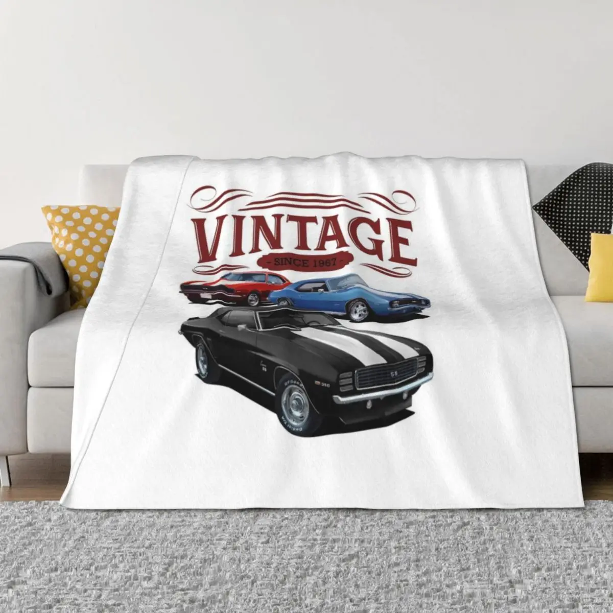 Vintage Camaros Throw Blanket Moving Soft Multi-Purpose Quilt Blankets