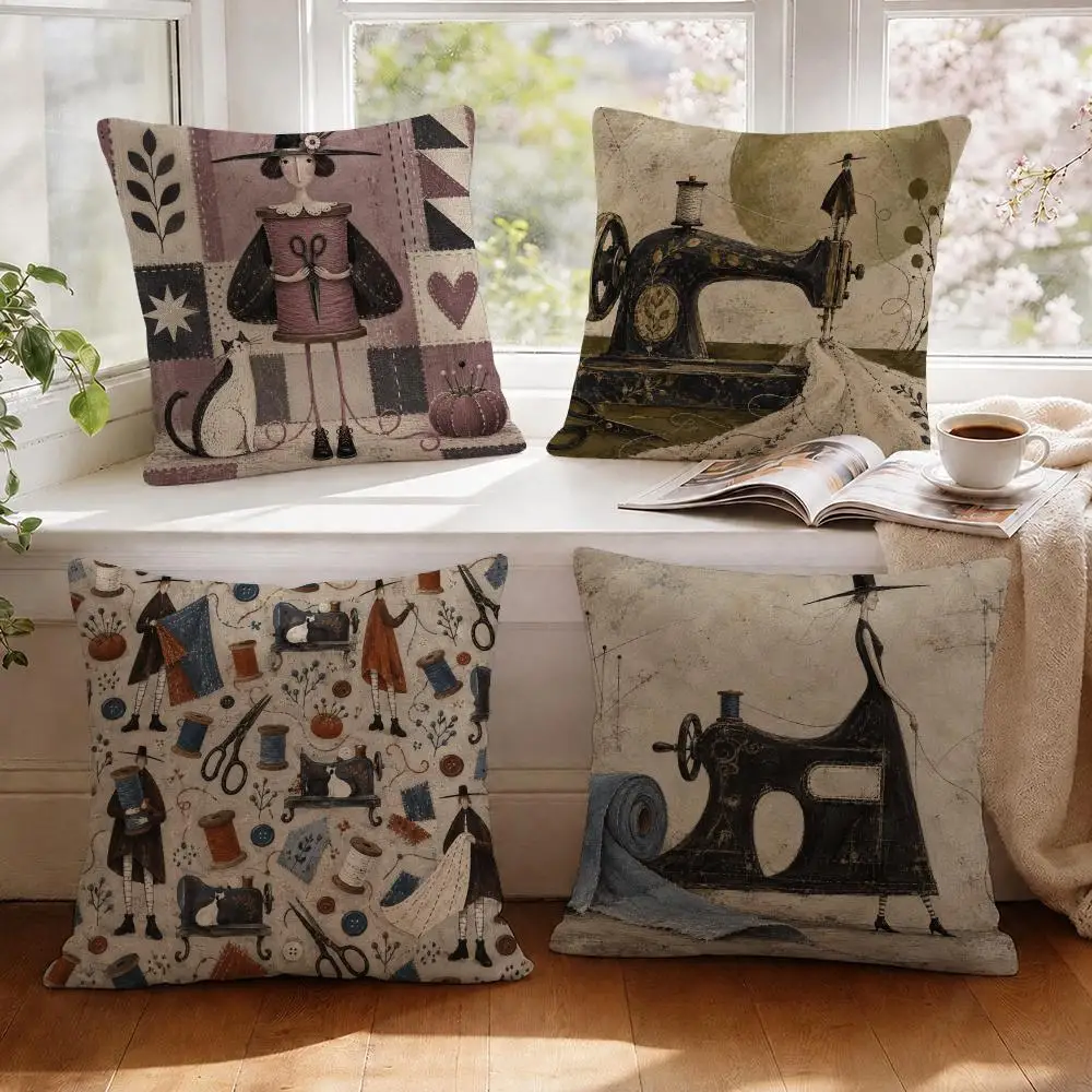 Surreal Tailor Cushion Cover 1/4Pcs Linen Throw Pillow Covers Double-Side Print Sofa Couch Living Room Decor