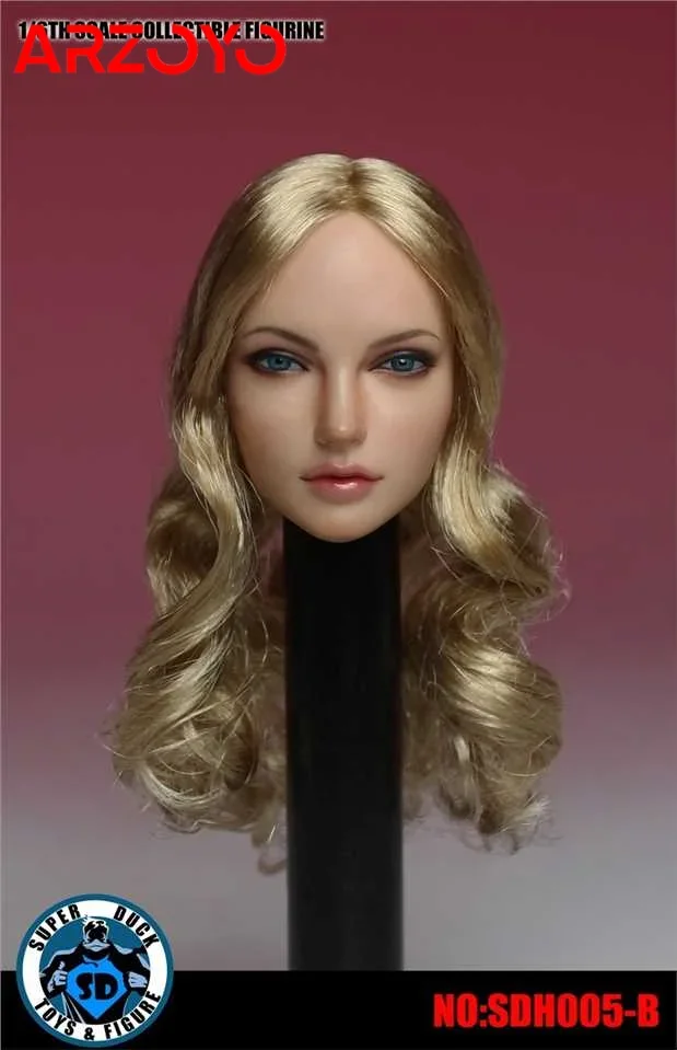 SUPER DUCK 1/6 SDH005 American European Beauty Girl Head Carving Model Toy For PH TBL Wheat Skin Action Figure Body Doll