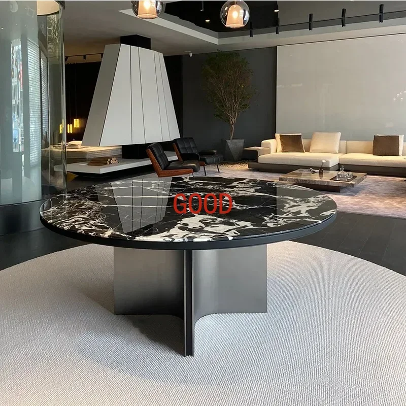 Round Table Rotating round Household Living Room Villa Dining Tables and Chairs Set