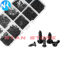 1000Pcs Self Tapping Screws PA M1 M2 M1.4 Small Phillips Pan Head Laptop Screws Computer Screw Black M1*3 M1*4 M1.2*5 M1.7*6