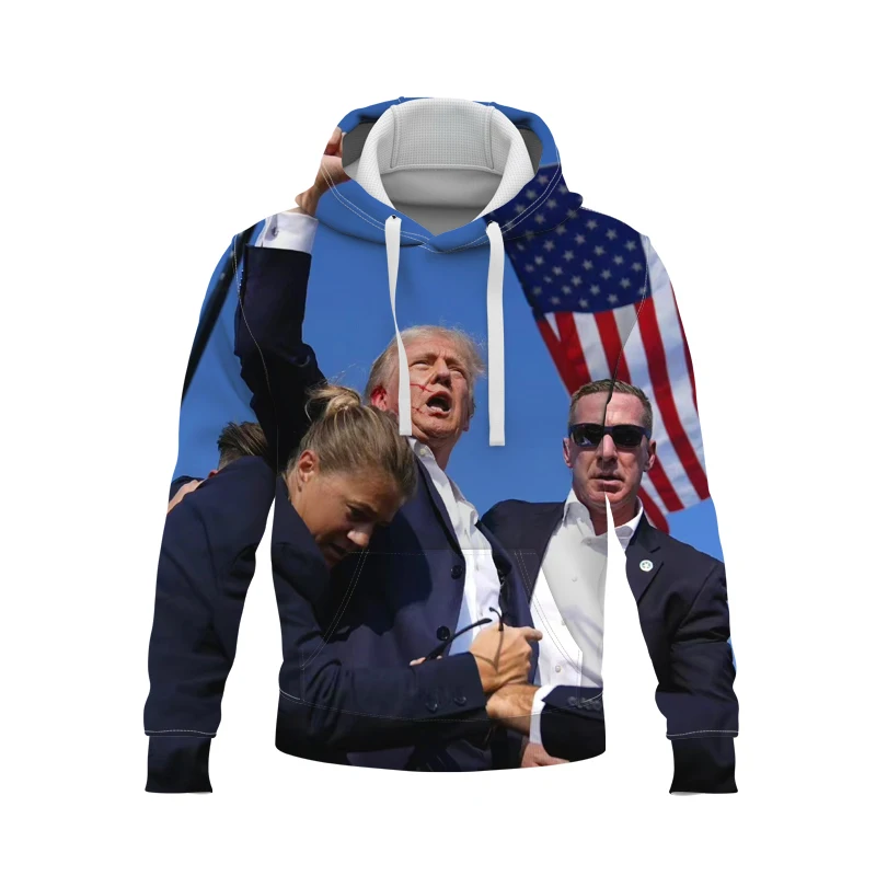 New men's hoodie Donald Trump photo 3D printed hoodie shout fist, go out fashion to wear hoodie, girls hoodie