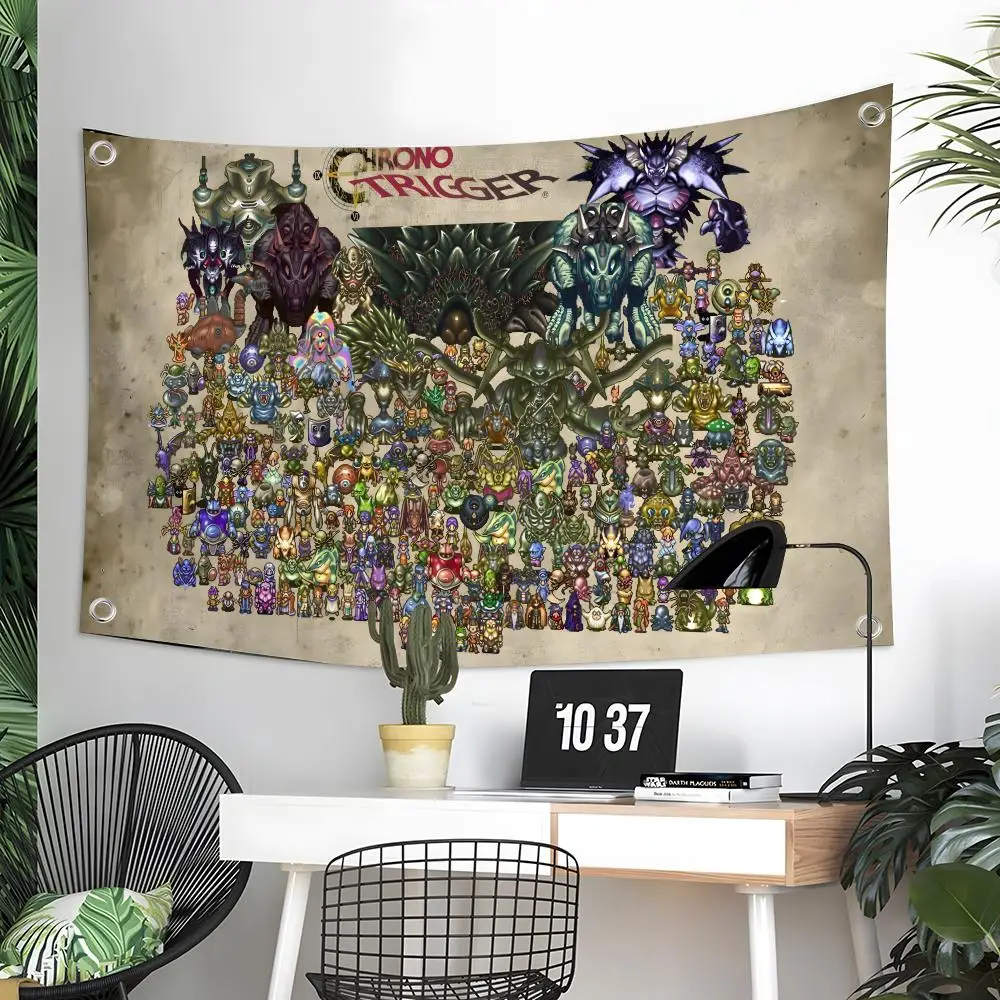 Bandeiras personalizadas de Chrono Trigger para acampamento, jardim, quarto, decoração de festas, cenários, arte de parede, presentes para a família
