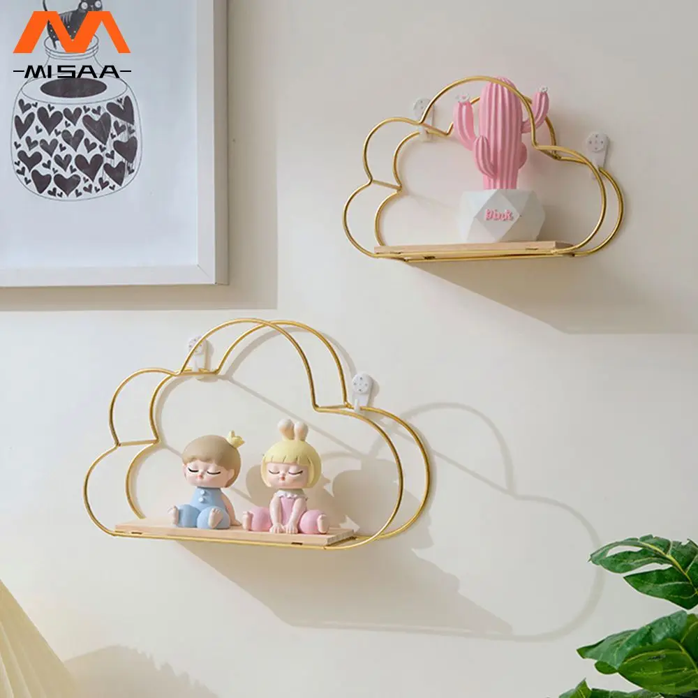 Wall Decoration Holder Cloud Shape Metal Home Decor Home Decoration Holder Storage Organizer Wall Mount Shelf Rack Diy