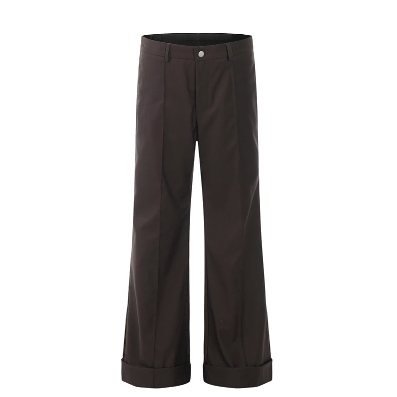 

GXFortune American Casual Sle Commuter Slim Fit Bell Bot Pants Mid-Line 3D Effect Straight Leg Men's Casual Trousers