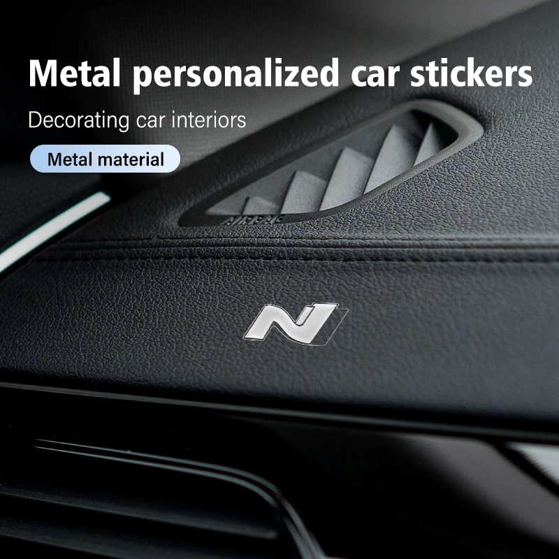 4pcs Metal Car 3D Emblem Trunk Personalized Sticker Badge Decal For Hyundai N Line i20 i30 Sonata Tucson Azera Elantra Veloster