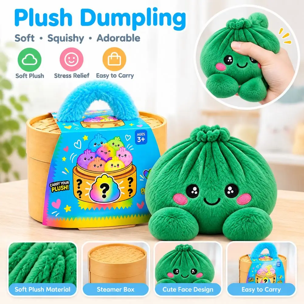 Soft Giant Dumpling Pillow Stress Relief Fidget Steamed Bun Pillow Steamer Box Kawaii Cute Smiling Face