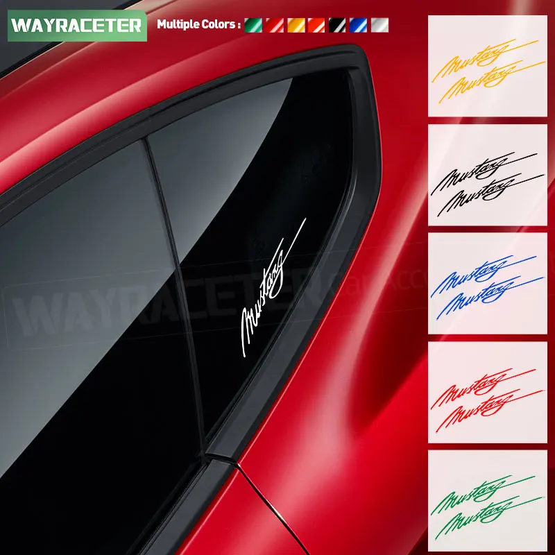 

2 Pcs Creative Car Window Sticker Reflective Signature Body Vinyl Decal For Ford Mustang GT Shelby Mach-E Accessories