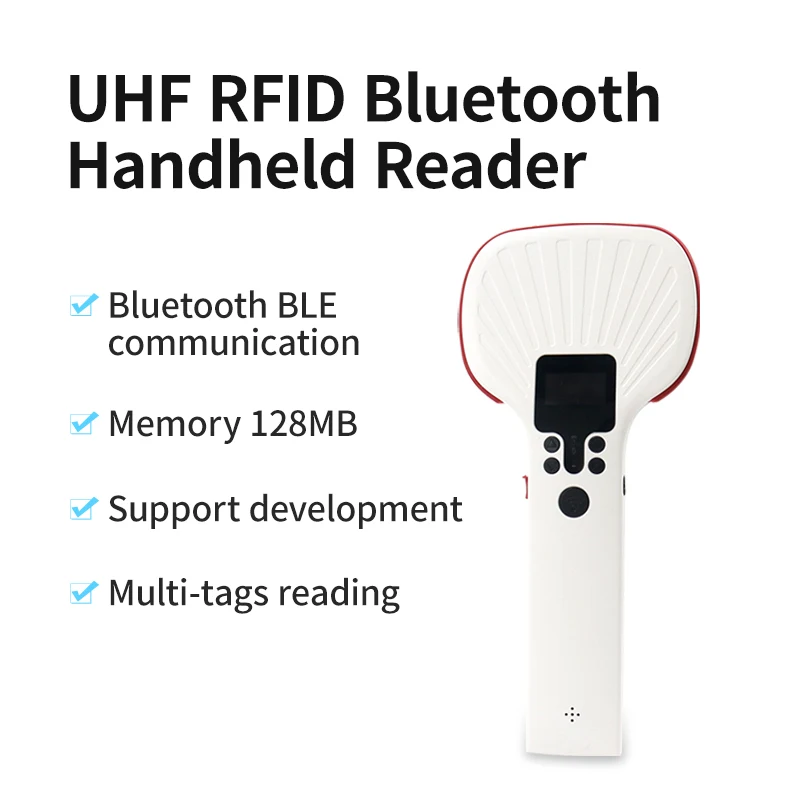 3-10M Long Read Range UHF Scanner 128MB Memory BT 4.0 RFID Handheld Reader with 1.3inch LCD Screen