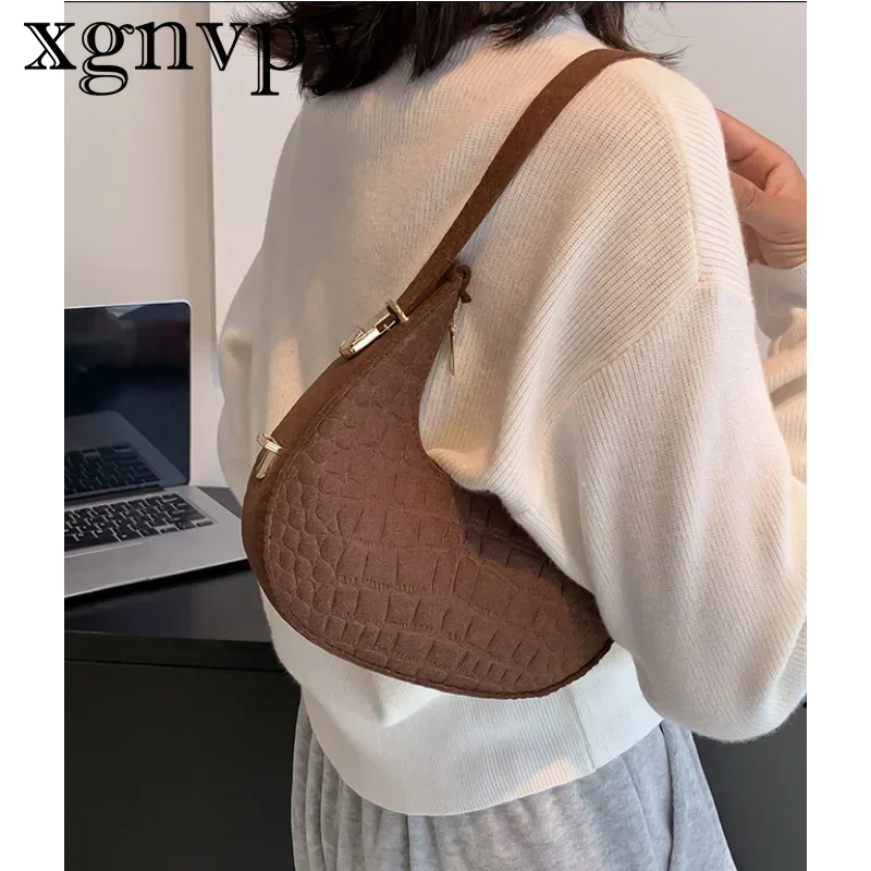 Xgnvpy-Mini pochette à imprimé alligator pour femme, sac à main en feutre avec petite poignée, sac de transport sous les bras, initié à la mode