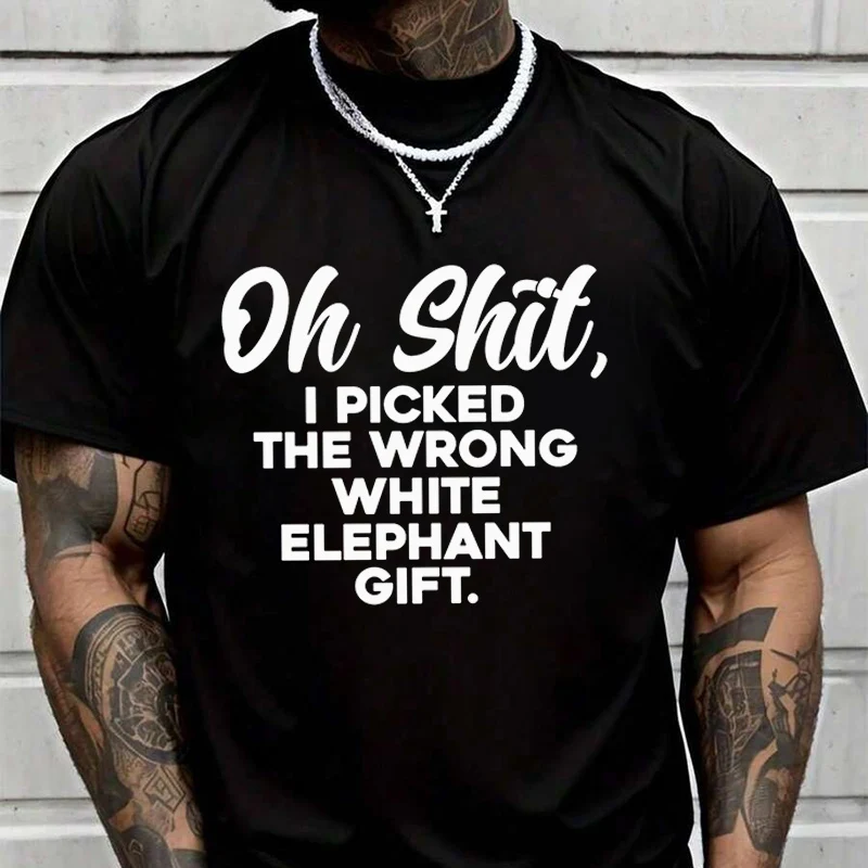 

White Elephant Gift T-Shirt Fans Motorcycle New Fashion Summer Men Short Sleeve Printing O-Neck T Shirt