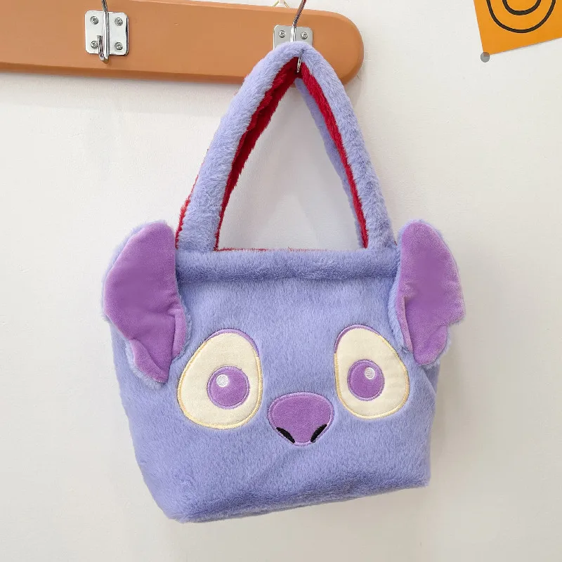 Disney\'s new cartoon Stitch double-sided fashionable and cute shoulder bag for daily travel women\'s portable lunch bag