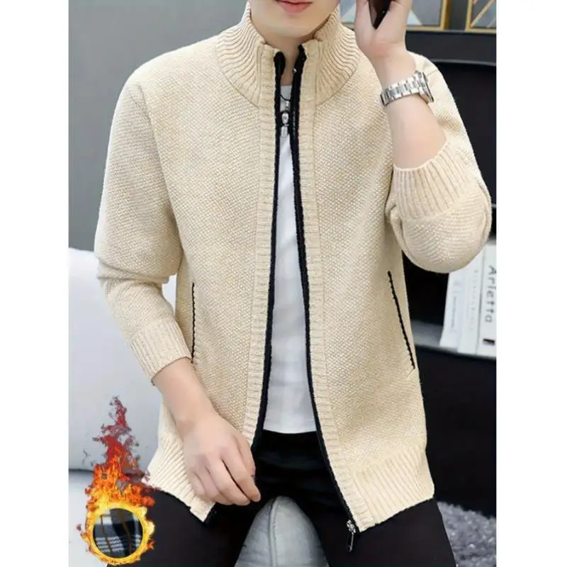 

Men's Casual round Ne Knitted Sweater Thi Coolmax Fiber Ciwalk Collar Inner Wear Nine Sve Length Deformable