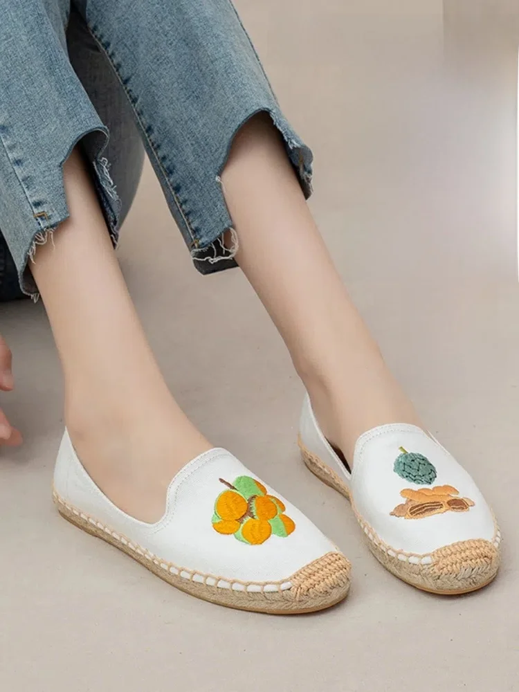 

Soludos весна-лето женские плоские парусиновые туфли без шнуровки с вышивкой St тканые Fierman Single oes низкий верх с круглым носком резиновая подошва