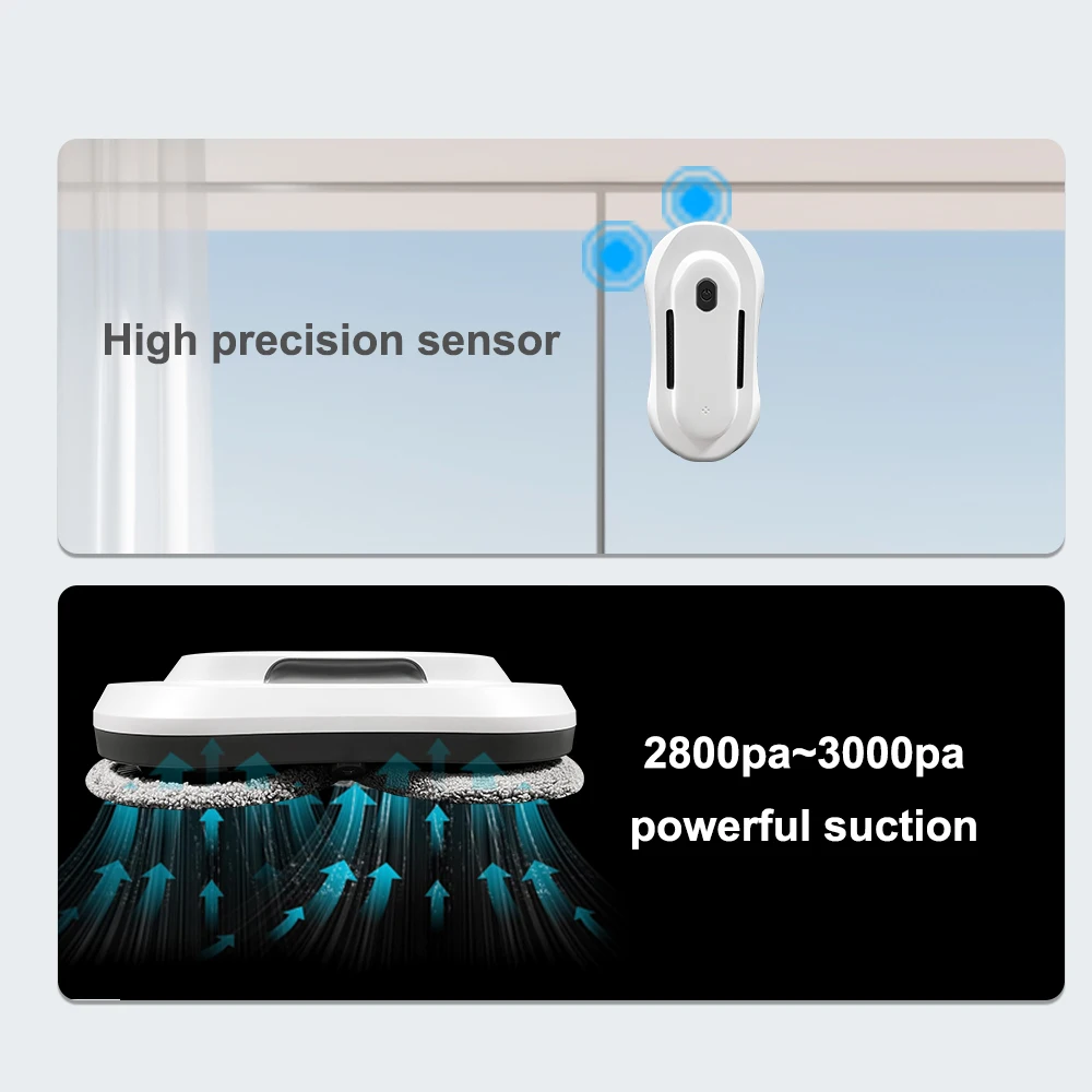 PURUIKAI Robot Aspirapolvere Robot per la pulizia delle finestre Pulitore per vetri elettrico Micro telecomando