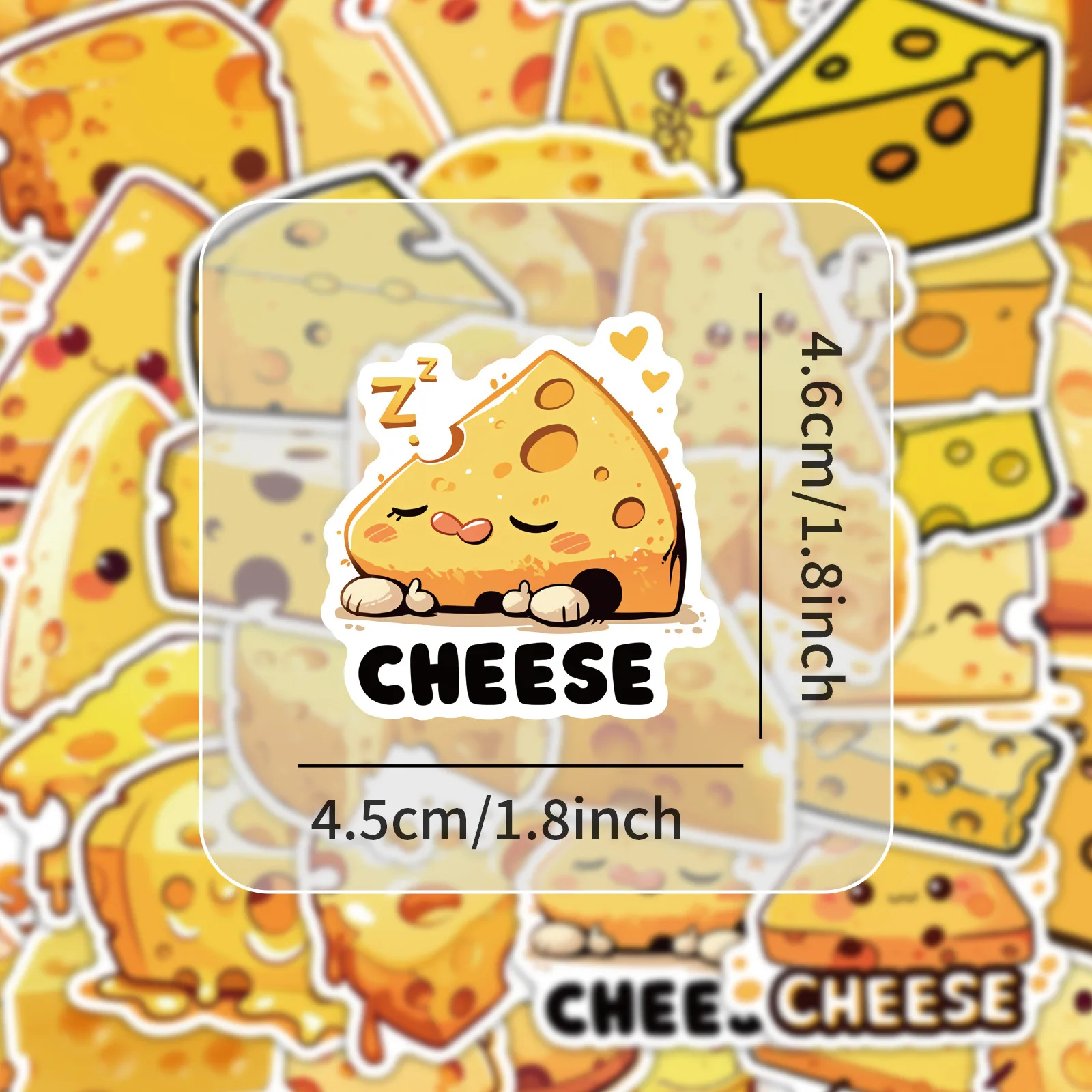 

50PCS Funny Cheese Meme Graffiti Sticker Cute Cartoon Butter Cheese Creative Decoration Bicycle Wardrobe Glasses Case Decal