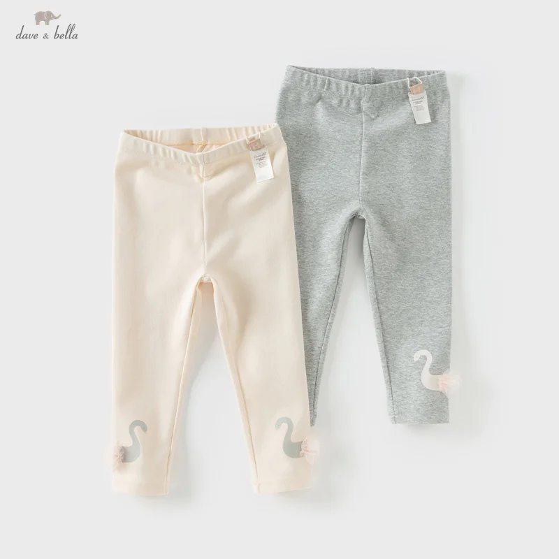 

Dave Bella Girls' Pants 2025 New Spring Baby Fashion Casual Elastic Leggings Cotton Pants Sport Outdoor Antibacterial DB1250427