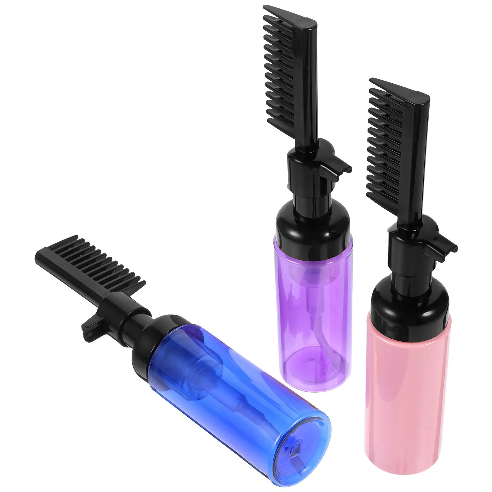 

3Pcs Foam Hair Dye Bottles Comb Applicator Easy Use Salon Hair Coloring Dispensing Bottles Root Comb Applicator