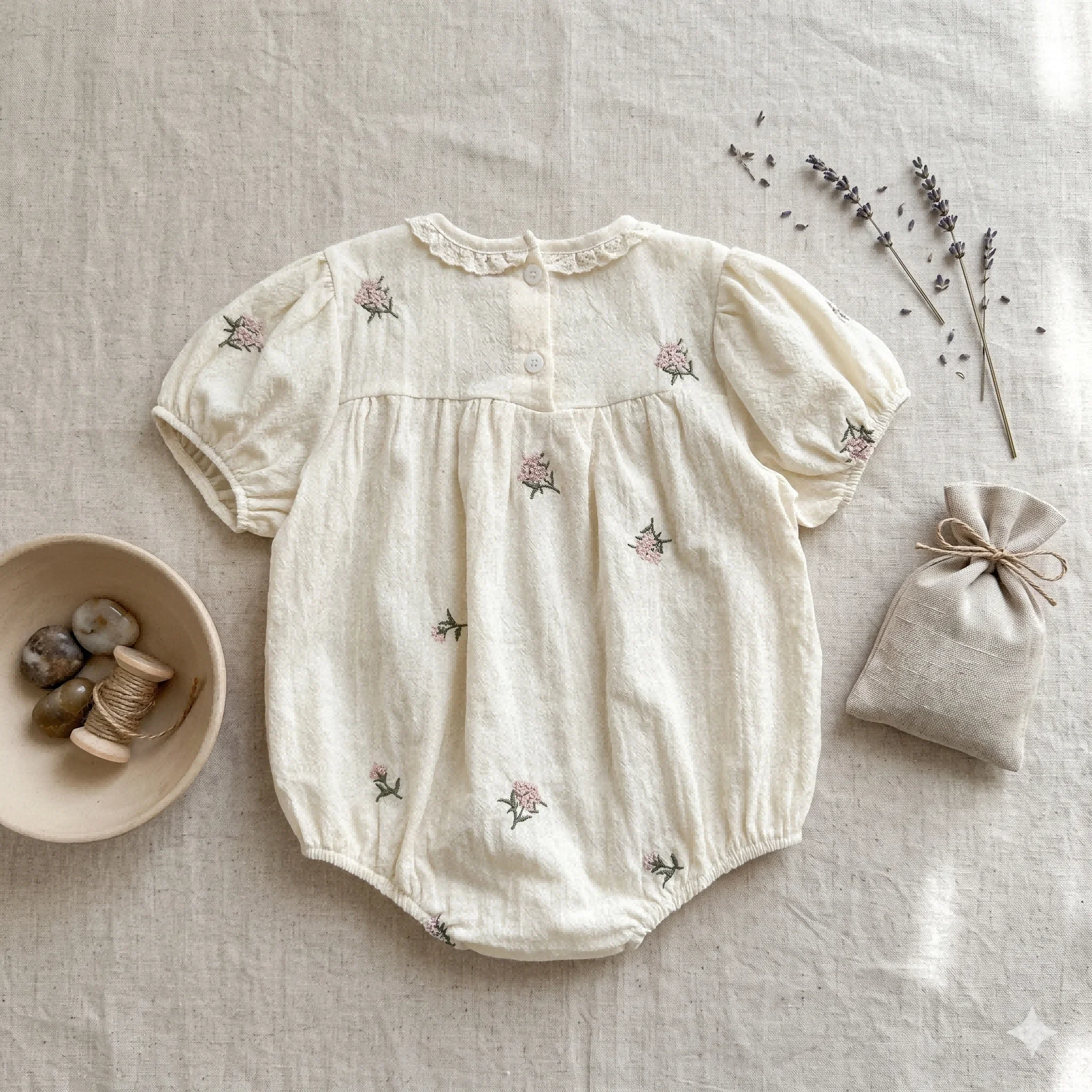 Summer Baby Girls Pure Cotton Clothes Short Triangular Romper Summer Flower Embroidery Jumpsuit Baby Boys Girls 0-18M