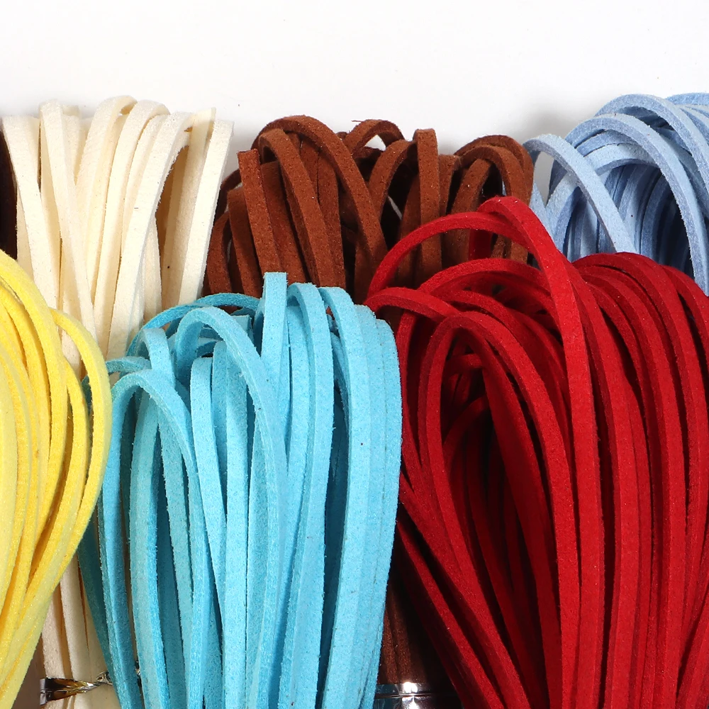10 Stück 95cm Bunte Flache Lederschnur Kunstwildleder-Kordel Samt-Perlenband für DIY Schmuck Armband Halskette Schlüsselanhänger – Detail 5